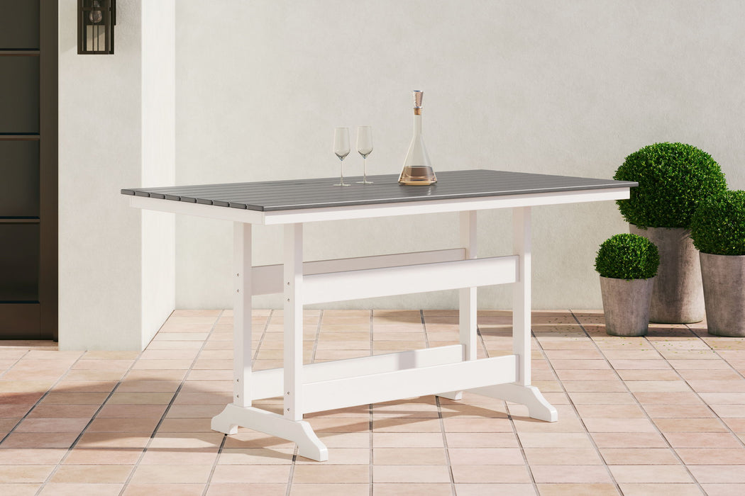 Transville - Rectangular Counter Table With Umbrella Option - Gray / White