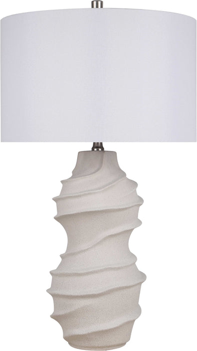 "Serenity Waves" Ceramic Table Lamp - Off White