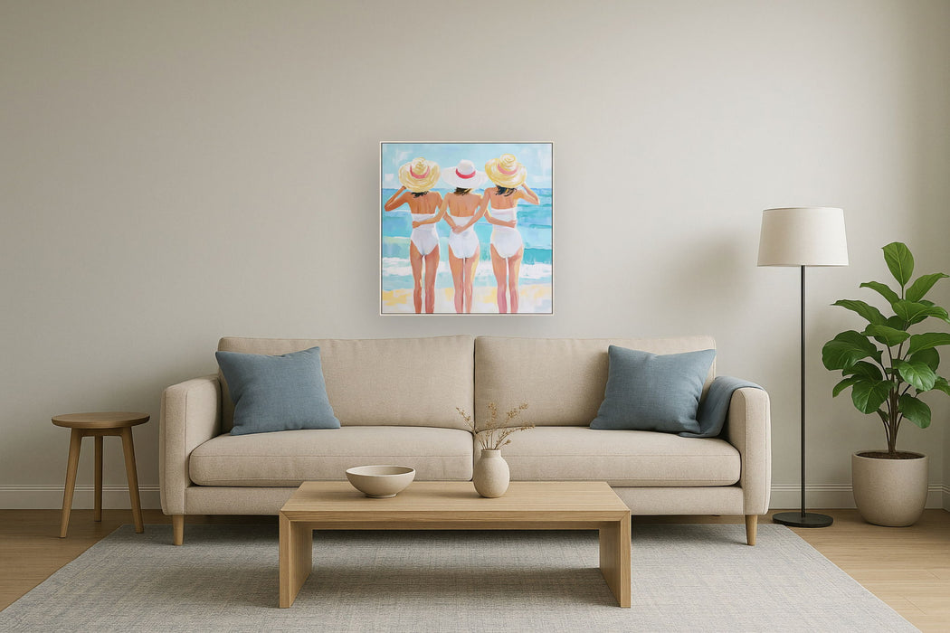 Seaside Sisterhood - 32" x 32" Framed Wall Art