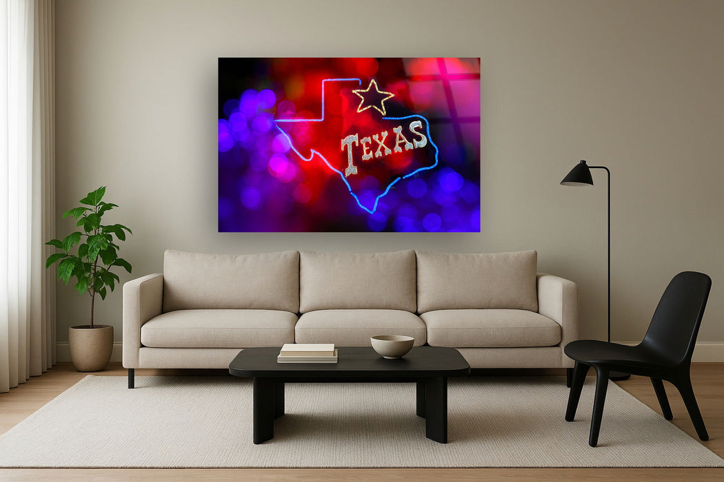 Tempered Glass With Foil & Rhinestones - Texas Neon - Red