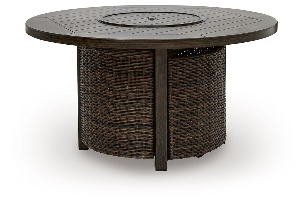 Monterey Point - Round Fire Pit Table - Dark Brown