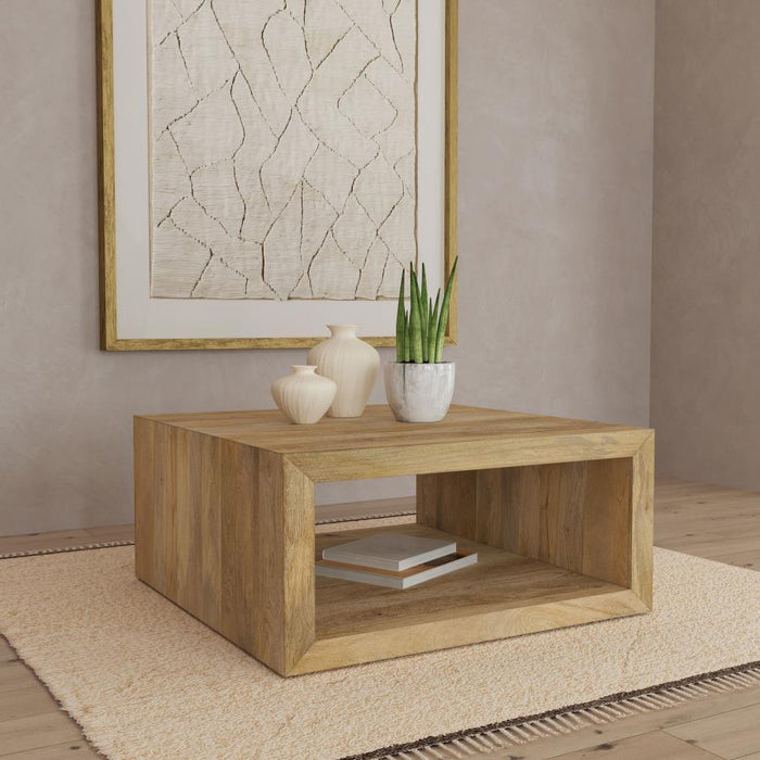 Benton - Square Solid Mango Wood Coffee Table - Natural