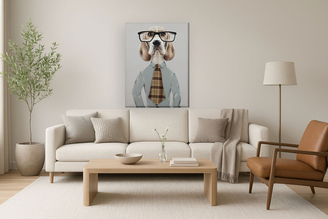 Dapper Hound Boss - 30" x 40" Framed Wall Art