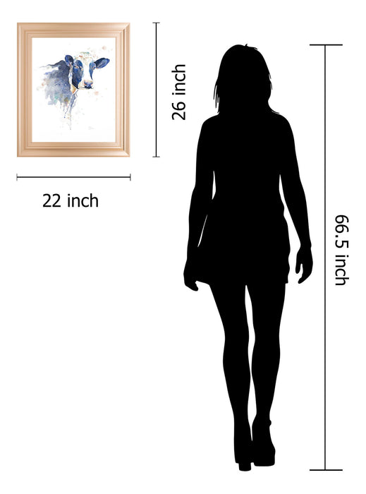 Watercolor Blue Cow By Patricia Pinto - Framed Print Wall Art - Blue