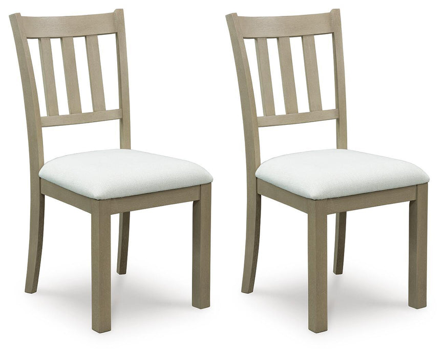 Calmoro - Dining Upholstered Side Chair (Set of 2) - Off White / Gray