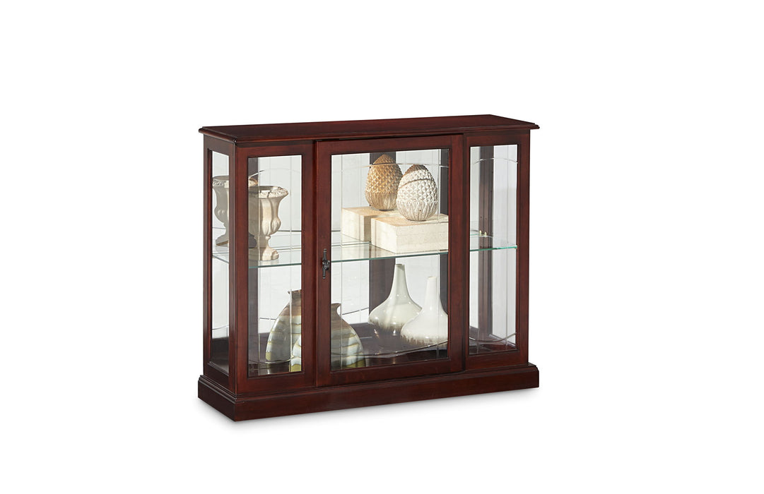 PFC Curios - Lighted 1 Shelf Console Display Cabinet - Cherry Brown