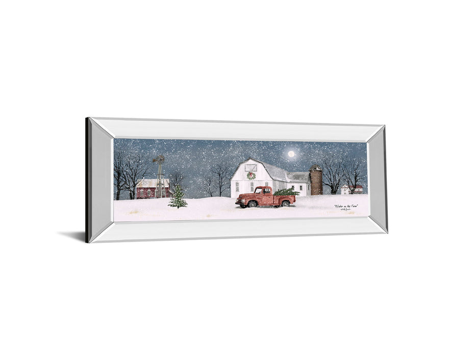 Winter On The Farm By Billy Jacobs - Mirrored Frame Wall Art - White