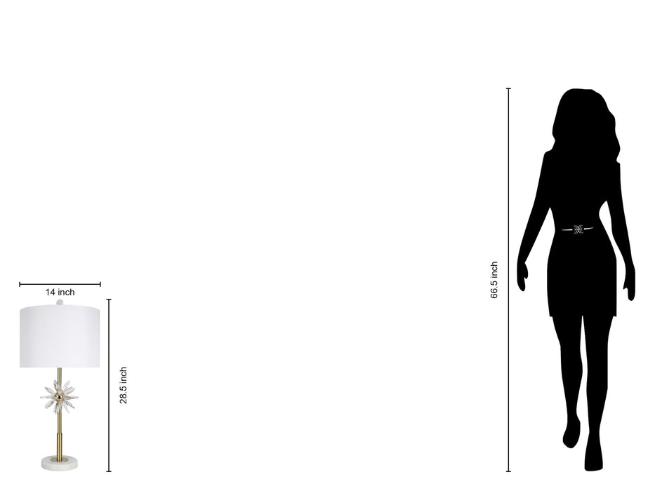 "Crystal Bloom II" Crystal And Marble Table Lamp (Set of 2) - White / Clear Crystal / Soft Gold