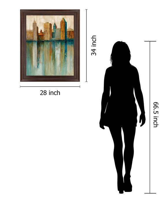 Amber Skyline - 28" x 34" Framed Wall Art