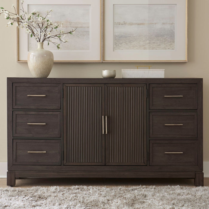 Modern Edge - 2 Door 6 Drawer Dresser - Brown
