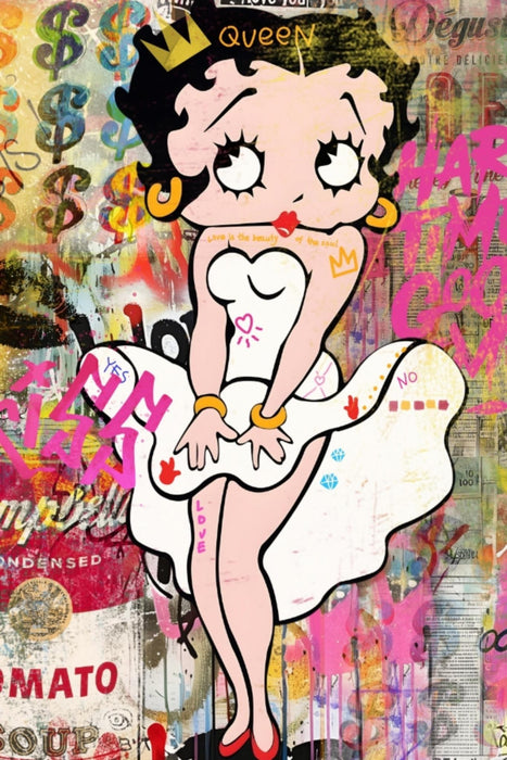 Playful Queen Pop - 32" x 48" Framed Wall Art