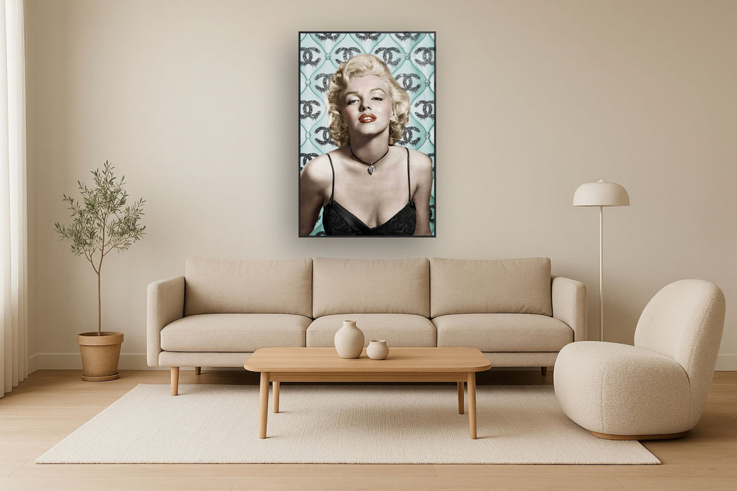 Retro Blonde Allure - 32" x 48" Framed Wall Art