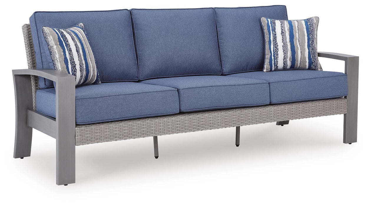 Half Moon Beach - Sofa With Cushion - Blue / Gray