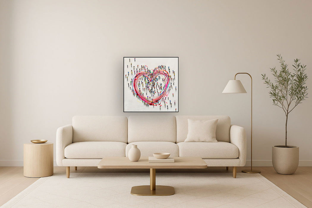 Unity Heart Gathering - 36" x 36" Framed Wall Art