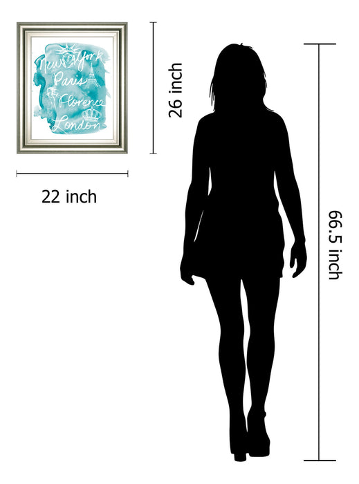 Sightseeing I By Lottie Fontaine - Framed Print Wall Art - Blue