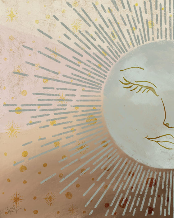 Celestial Blue Sun By Elizabeth Medley - Light Brown