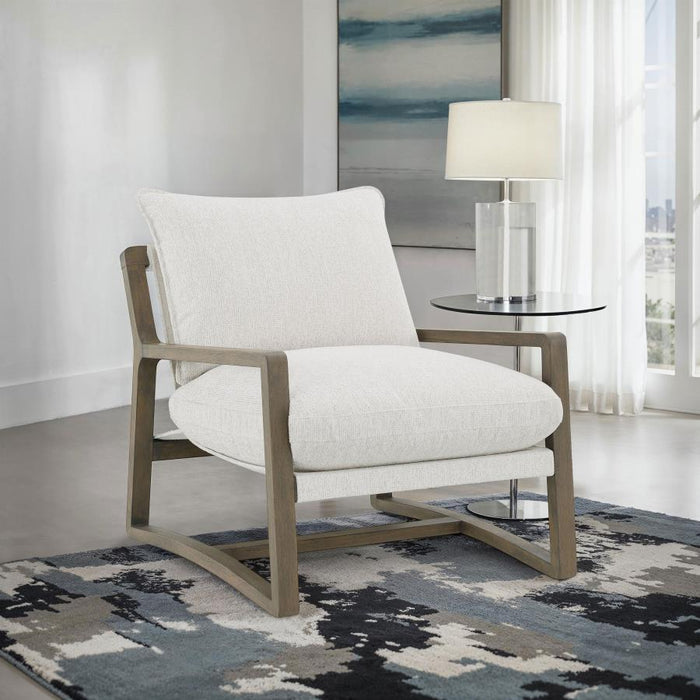 Geneva - Boucle Upholstered Wood Arm Accent Chair - Sand