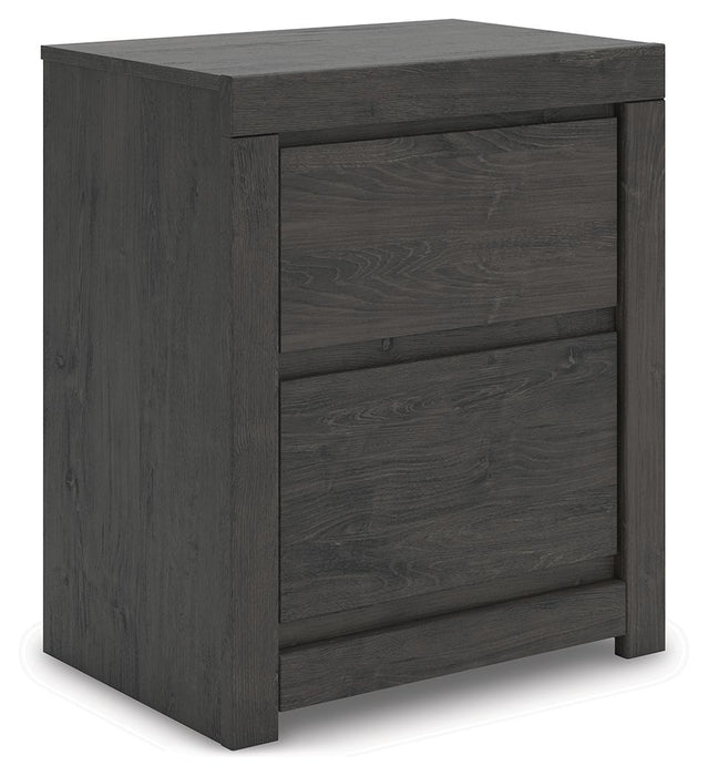 Fraluna - Two Drawer Night Stand - Charcoal