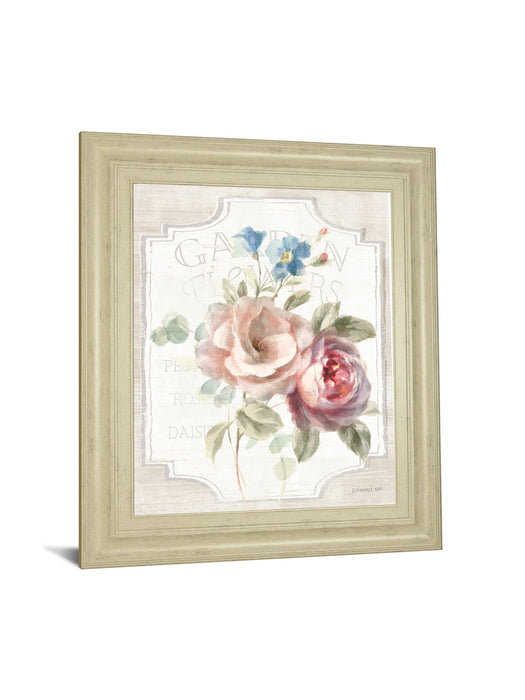 Cottage Garden IV On Wood By Danhui Nai - Framed Print Wall Art - White