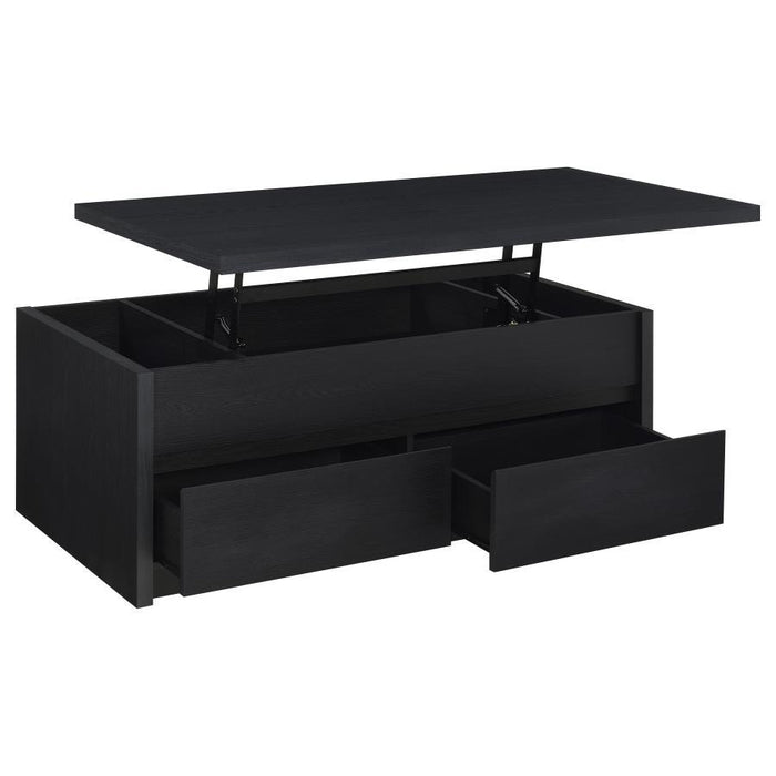 Knapp - Lift Top Cocktail Coffee Table With Dual Drawers - Black