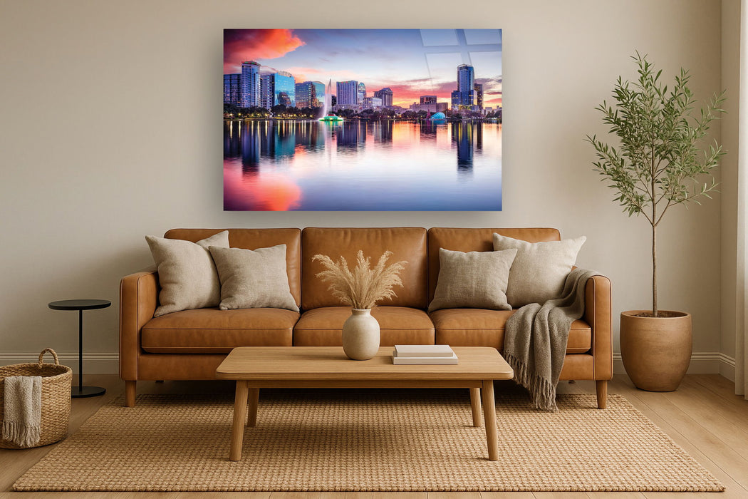 Temp Glass With Foil - Orlando Skyline - Blue