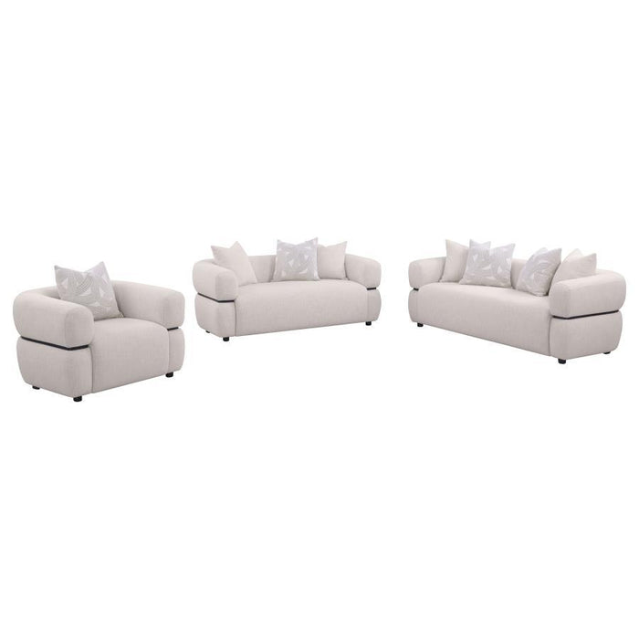 Jeanette - Fabric Upholstered Round Arm Sofa Set