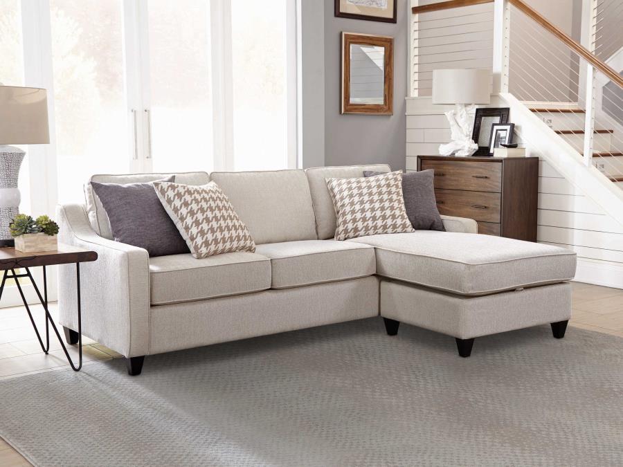 Mcloughlin - Upholstered Sloped Arm Sectional Sofa - Platinum
