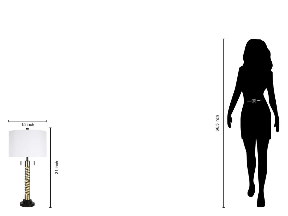 "Twist Elegance" Metal Table Lamp (Set of 2) - Matte Black / Soft Gold