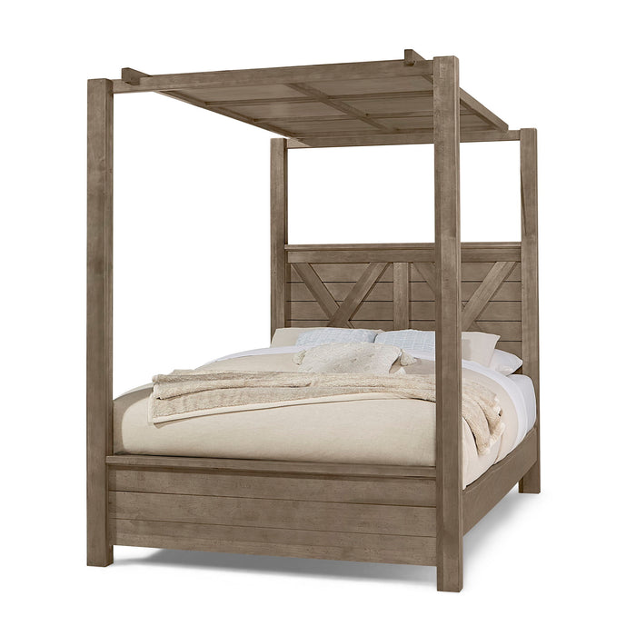 Cool Rustic - Bed With Wood Panel Canopy