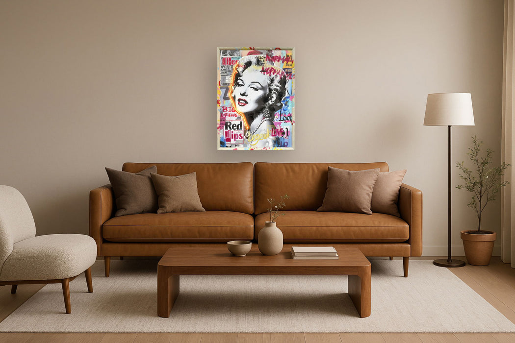 Neon Glamour Muse - 25" x 33" Framed Wall Art