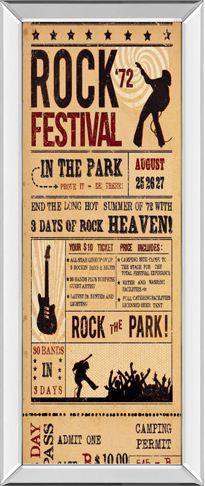 Rock Festival By The Vintage Collection - Mirrored Frame Wall Art - Light Brown