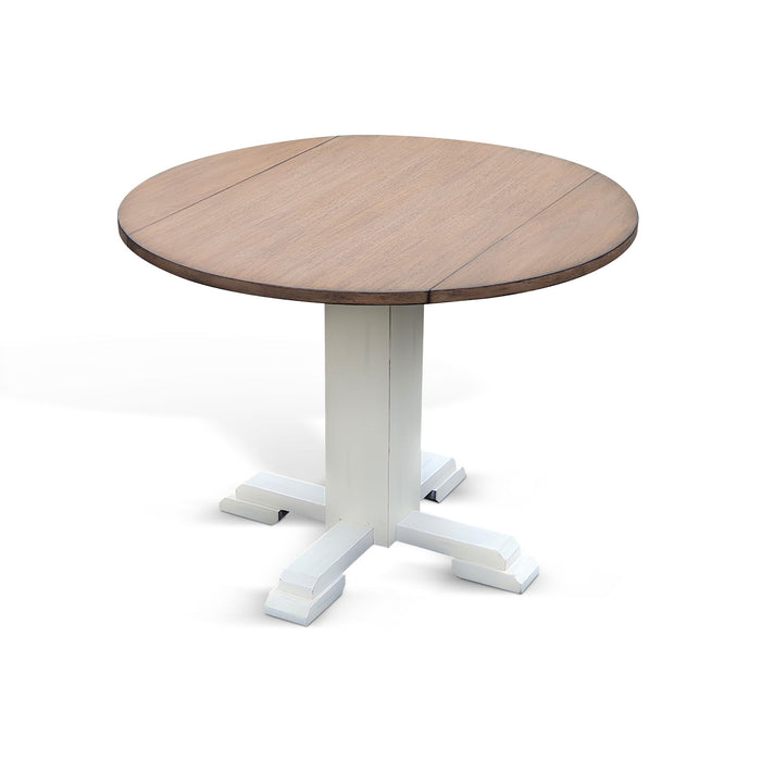 Drop Leaf Round Table - Buckskin / Marble White