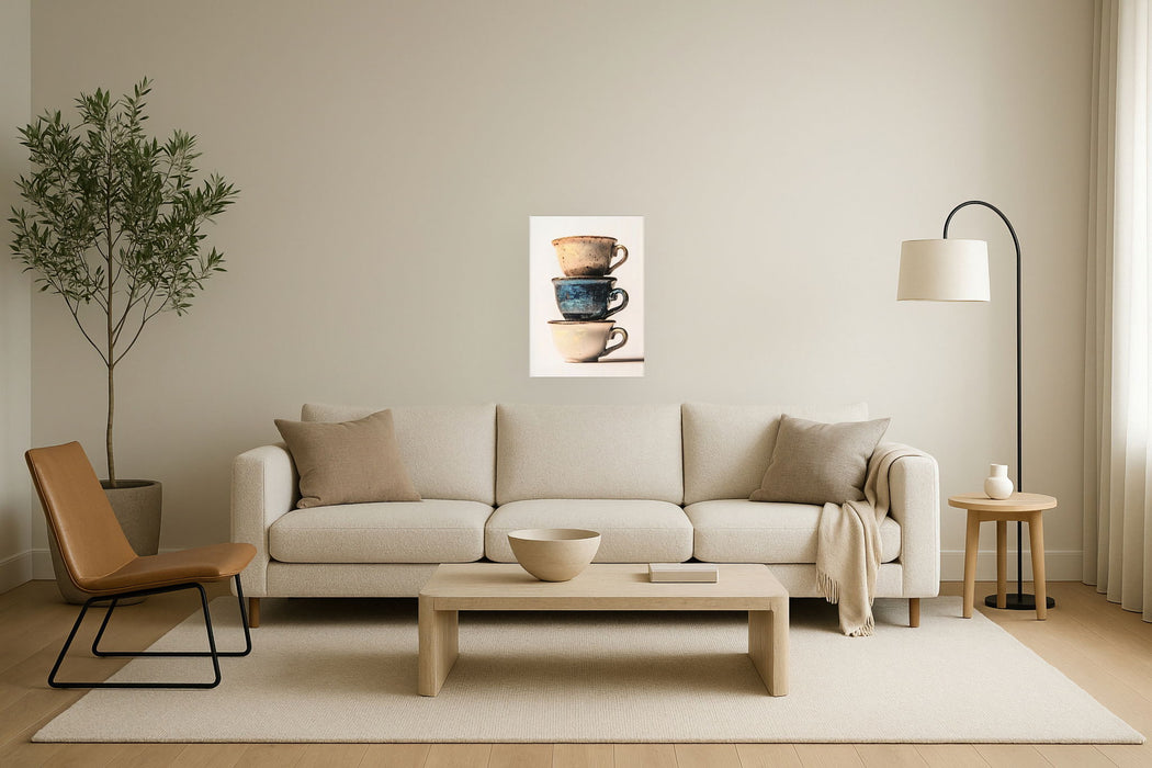 "Rustic Harmony I" Canvas With Glitter - Speckled / Gold Accents