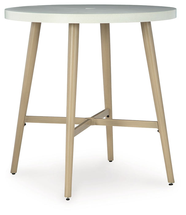 Seton Creek - Round Bar Table With Umbrella Option - Beige