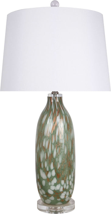 "Verdant Glow" Art Glass Table Lamp (Set of 2) - Green Art Glass