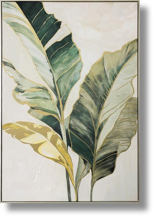Verdant Gilded Leaves - 33" x 48" Framed Wall Art