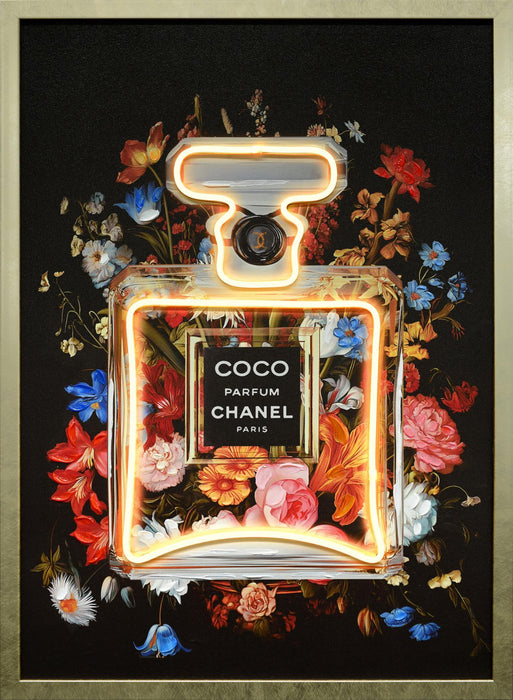 Neon Bloom Aura - 21" x 29" Framed Wall Art