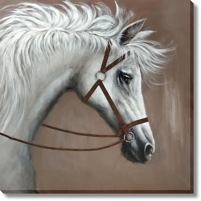 Silver Mane Gaze - 36" x 36" Framed Wall Art