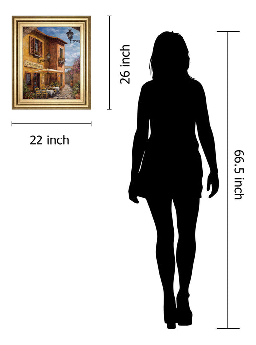 Courtyard Cafe By Surridge, M - Framed Print Wall Art - Light Brown