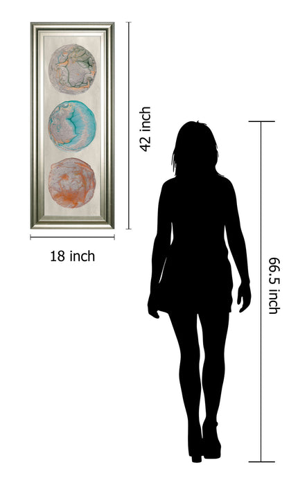 Planet Trio Il By Alicia Ludwig - Framed Print Wall Art - Blue