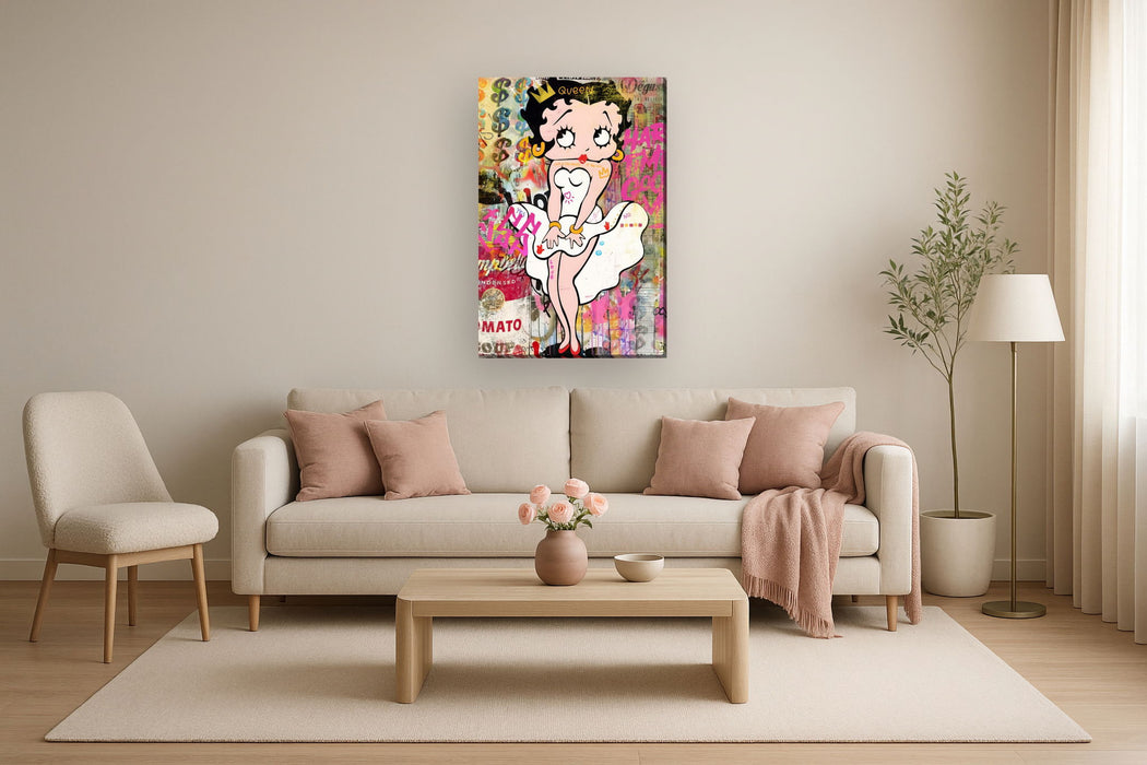Playful Queen Pop - 32" x 48" Framed Wall Art