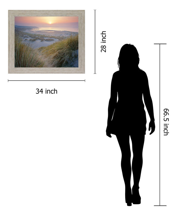 Misty Shoreline Glow - 28" x 34" Framed Wall Art