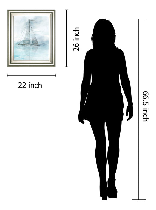 Sailing Boat II By Ken Roko - Framed Print Wall Art - Pearl Silver