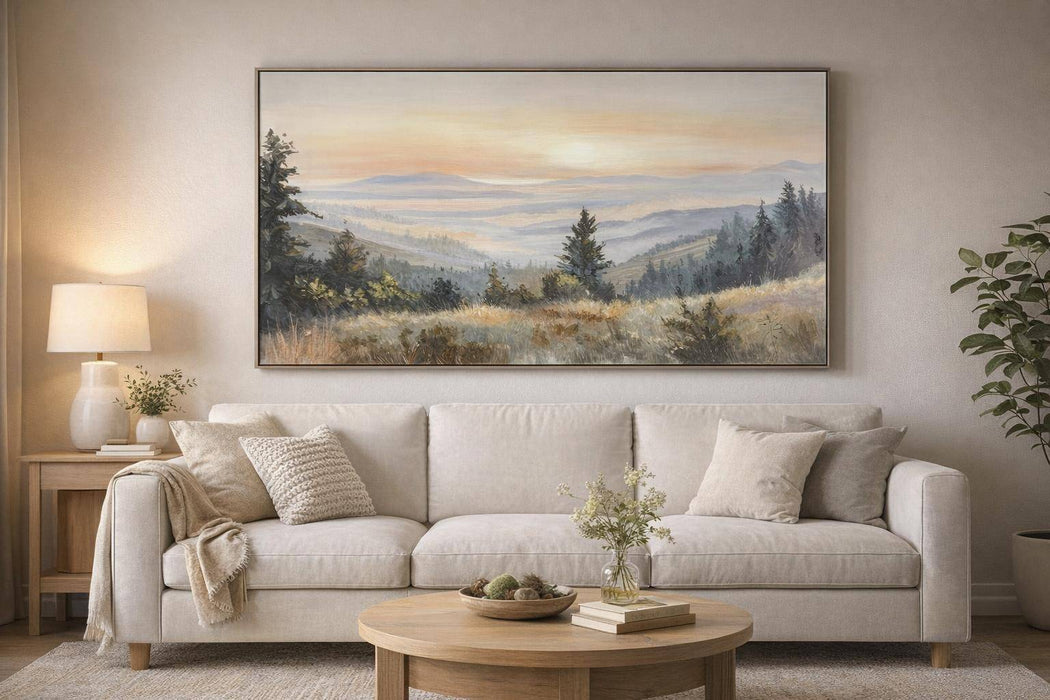 Morning Meadow Hand-Embellished Canvas In Frame - Beige / Gray