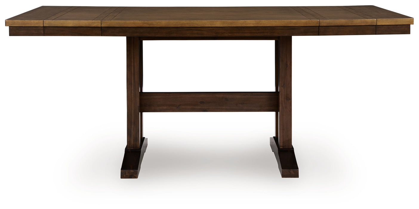 Rylandeen - Rectangular Dining Room Counter Height Extension Table - Light Brown / Dark Brown