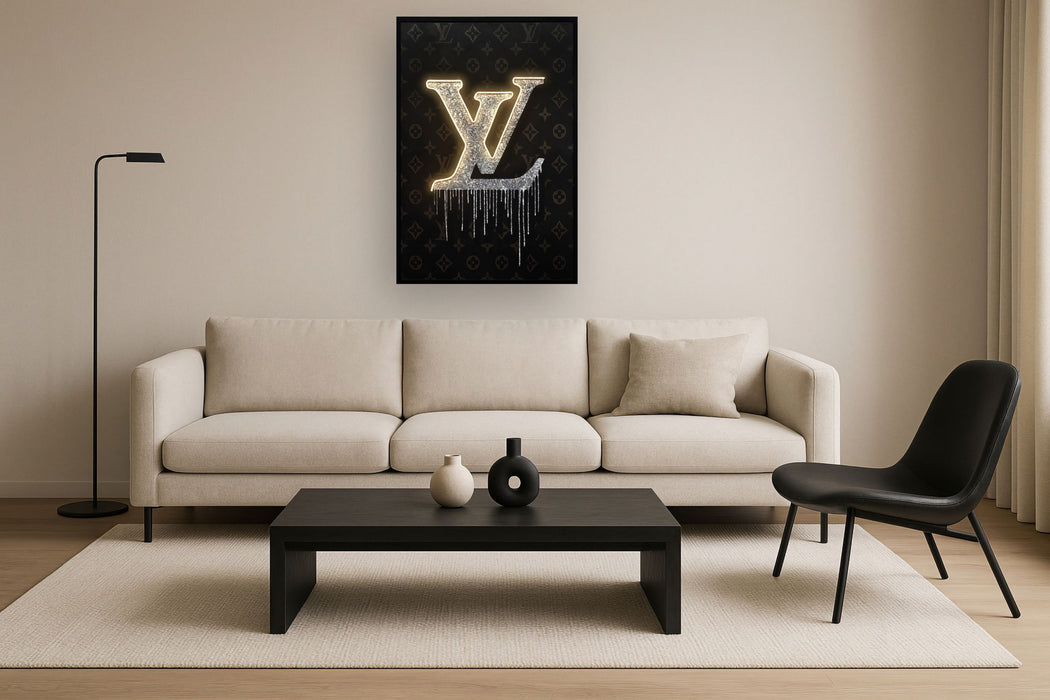 Gilded Drip Monogram - 33" x 48" Framed Wall Art