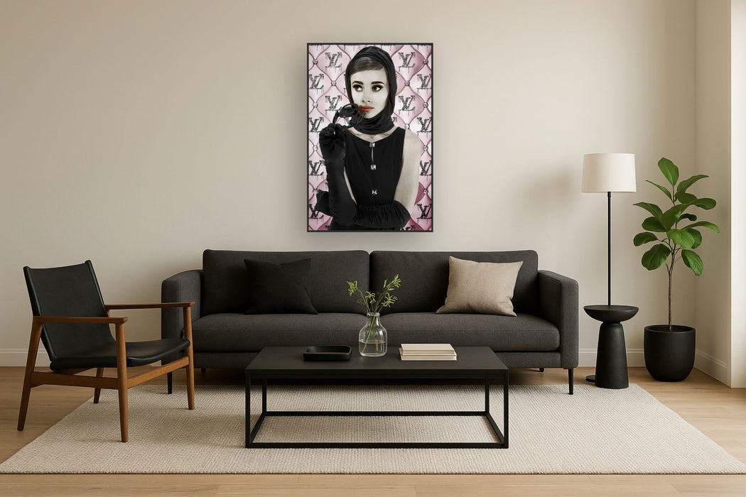 Chic Noir Gaze - 32" x 48" Framed Wall Art