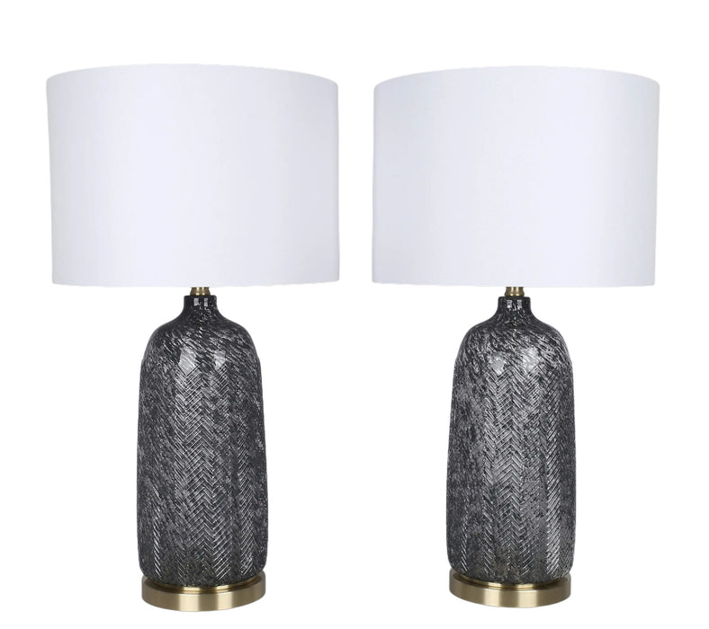 Midnight Weave Art Glass & Metal Table Lamp (Set of 2) - Midnight Weave Art Glass
