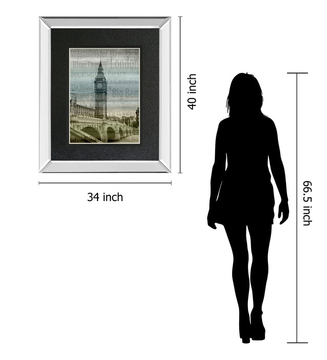Big Ben By Alan Lambert - Mirror Framed Print Wall Art - Black