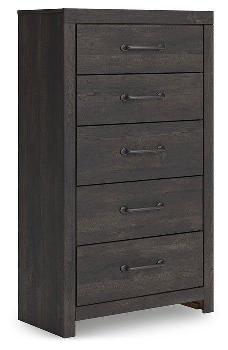 Hollivern - Five Drawer Chest - Dark Gray